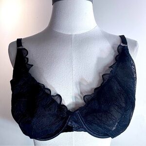 LOUNGE Sz 34G Unpadded Underwire Black Lace Bra Full Coverage NEW WITH TAG